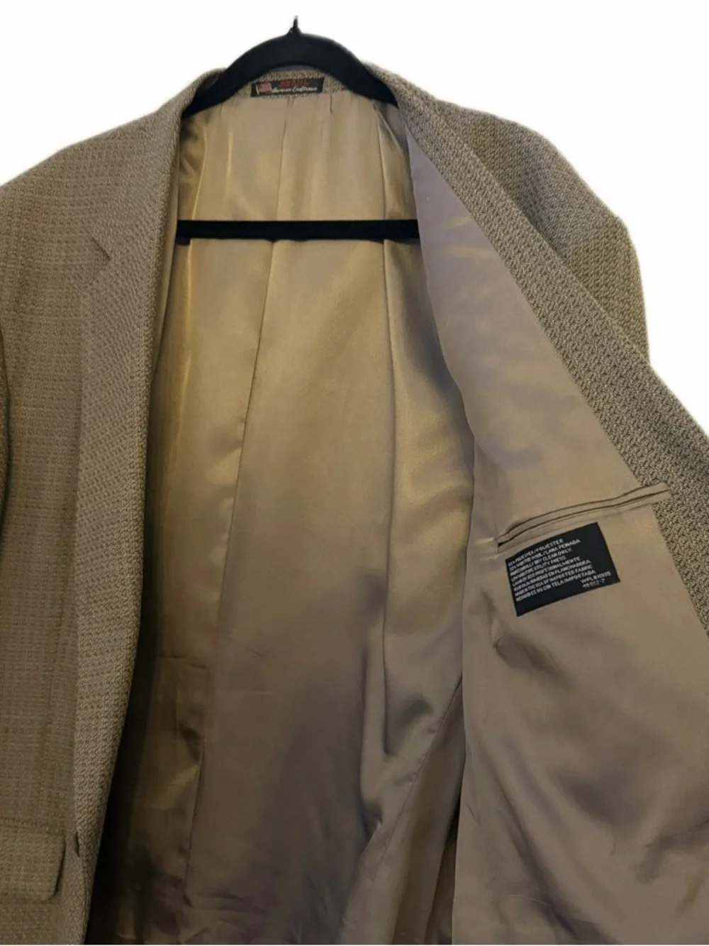 MENS 50R STAFFORD TAN/BROWN WOOL TWEED HERRINGBONE CLASSIC FIT SPORTS COAT